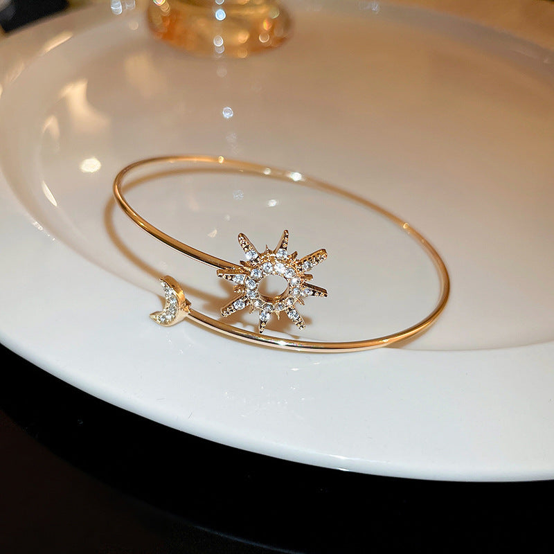 Wholesale Real Gold Electroplated Zircon Titanium Steel Bracelet